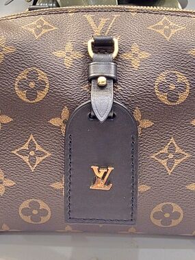 Louis Vuitton Brown Monogram Crossbody Bag with Black Trim and Gold Hardware